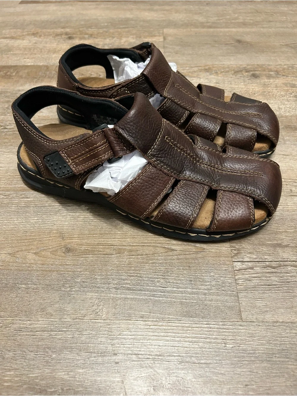 Dr. Scholl's Gaston Men's Size 12 Brown Leather Fisherman-Style Sandals